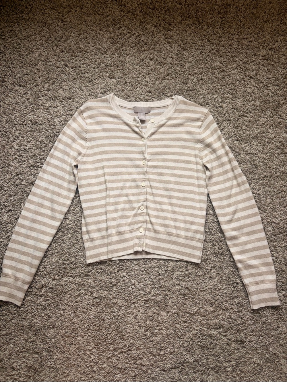 H&M Striped Button-Front Cardigan - Cream & White